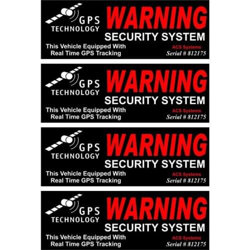 4 X 3.5cm X 10cm GPS WARNING SECURITY SYSTEM Car Sticker Bumper Motorcycle Decor Superior Vinyl Cover Scratches Waterproof PVC