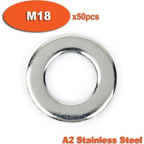 50pcs DIN125 M18 A2 Stainless Steel Flat Washer Washers