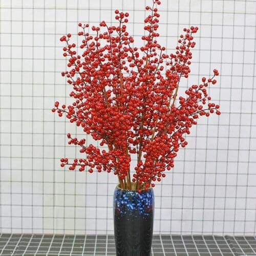 52cm Red Christmas Berry Artificial Pine Cone For Christmas Decoration Artificial Flower Room Garden Flower Arrangement DIY