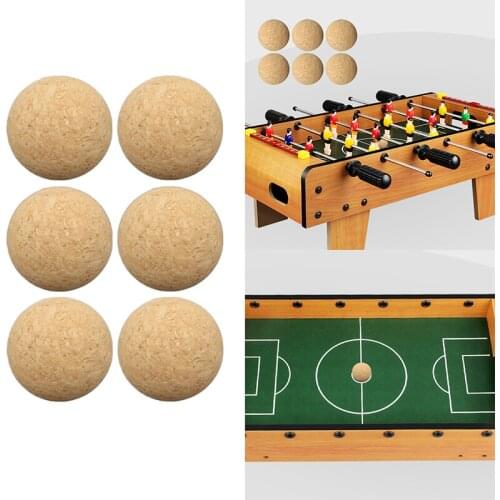 6 Pcs 36mm Mini Soccer balls Table Football Accessories Cork Solid Wood Ball For Board Game Table Soccer Finger Foosball Game