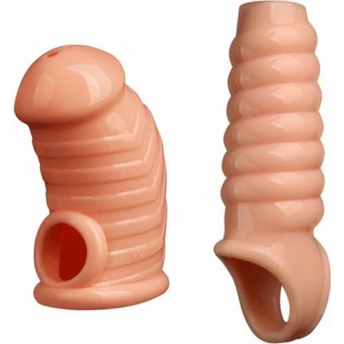 Large silicone Male penis sleeve enlarge strap on bondage cock ring extender thick condoms Reusable Intimate Goods sex toy dildo