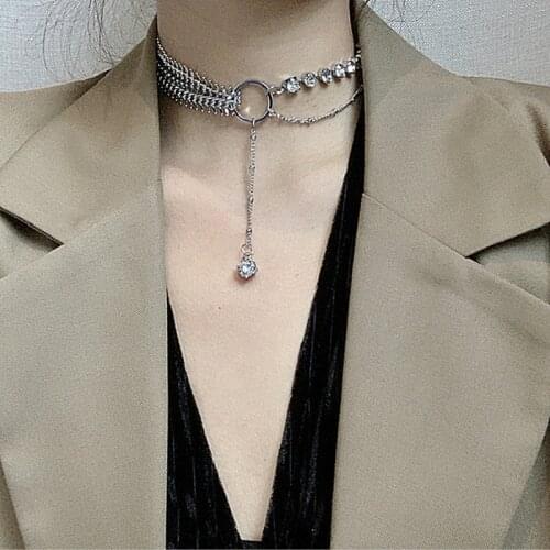 Zeojrlly Women Pendant Necklaces Trendy Link Chain Metal Water Drop Party Necklace Fashion New Elegant Jewelry