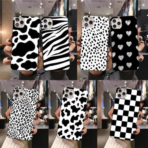 Black and white Dalmatian Cow zebra texture Phone Case for iphone 12 pro max mini 11 pro XS MAX 8 7 6 6S Plus X 5S SE 2020 XR