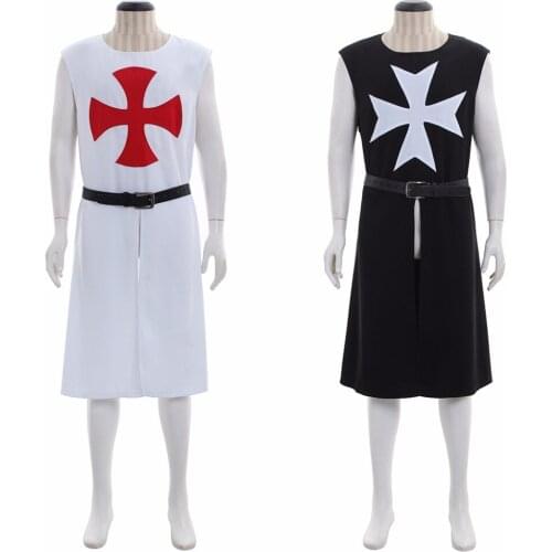 Cosplaydiy Medieval St George Knight Crusader Dress Costume Knight Tunic Belt With Maltese Cross L0516