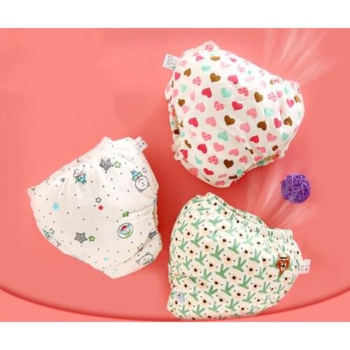 Baby Cotton Diapers Reusable Training Pants Panties Cloth Nappies Changing Washable Infants Children Underwear 6Layers Crotch