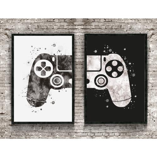 Ensemble de 2 posters manette de jeux, décoration pour passionnés de jeux vidéos, idée cadeau original, cadeau fête des pères