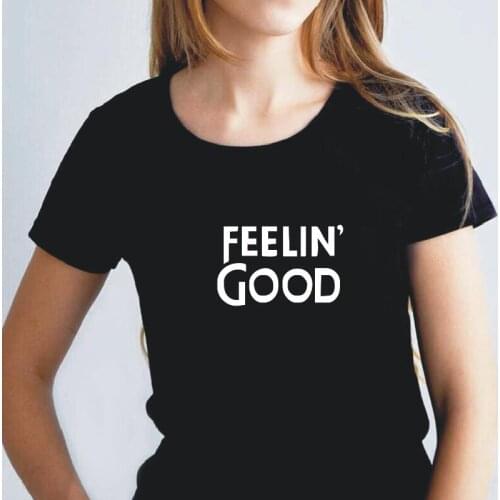 FEELIN'GOOD Women T Shirt Basic Short Sleeve O-Neck Tshirts Cotton Women Harajuku Black White Summer Tee Shirt Femme