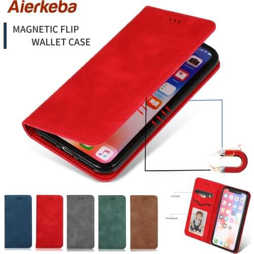 Retro Soft Magnetic Flip Leather Case For iPhone XS 11 12 Mini Pro Max Xr X 8 7 6 6S Plus SE 2020 Phone Wallet Card Stand Cover