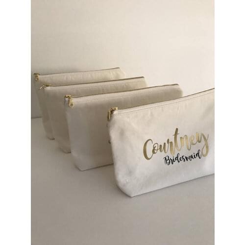 Personalised set of 6 Name Pouch bridesmaid wedding Gift Make Up Cosmetic Bags Unique Gift for Bridal Party Bags