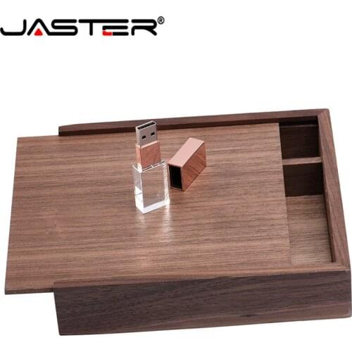 JASTER free LOGO walnut Photo Unique Album crystal usb+Box Pendrive usb 2.0 4GB-64GB Photography Wedding Studio 170*170*35mm