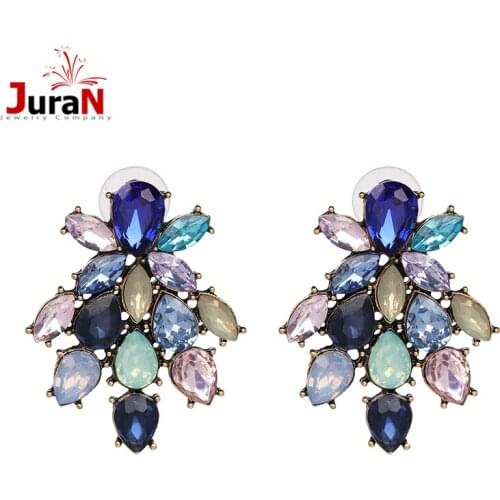 JURAN Fashion Crystal Stud Earrings for Women Chic Jewelry Trendy Rhinestone Statement Earrings Friend Gift Brincos