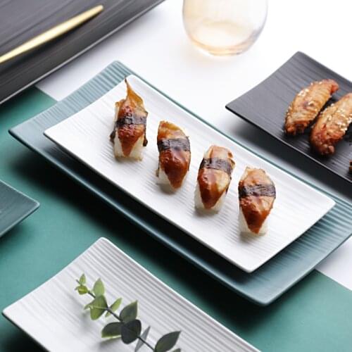 Creative Rectangular Ceramic Tray Steak Pan Western Dish Sushi Dish Japanese Fish Plate Dinner Plate Household Tableware