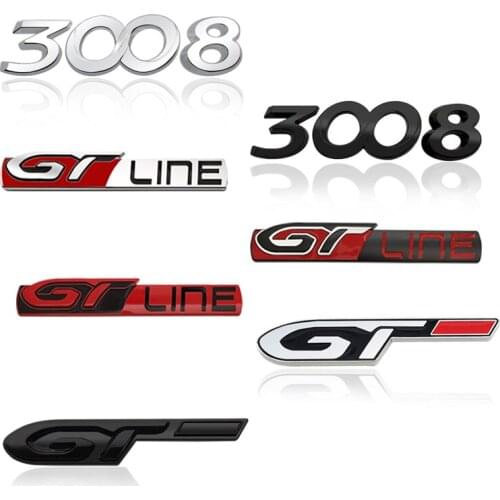 3D Metal Sticker GT LINE GT Emblem Decoration Rear Trunk stickers For Peugeot 3008 Car Styling