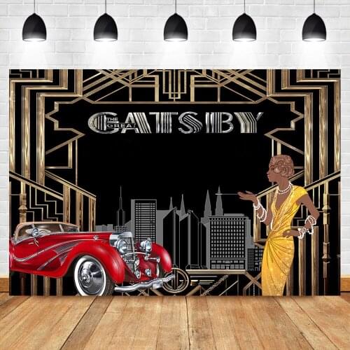 NeoBack Great Gatsby Photography Backdrops Luxury Car Retro Girl Flapper Background Gatsby Birthday Party Background for Photo