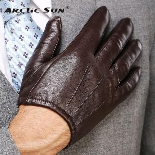2020 Top Fashion Men Genuine Leather Gloves Wrist Sheepskin Glove For Man Thin Winter Driving Five Finger Rushed M017PQ2