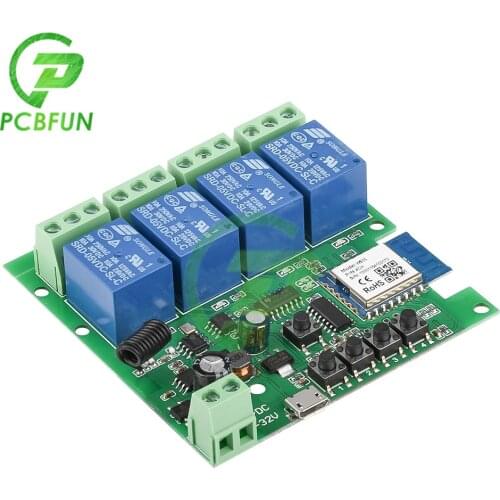 DC 5V-12V DC 7-32V USB 5V Wifi Relay Module 1/2/4 Channel 433MHZ Radio Frequency Wireless Smart Remote Control Switch Module