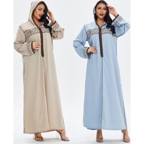 Muslim Arab Middle East Dubai Ladies Robe Fashion Embroidery Elegant Dress Women Abaya Kimono Islamic Jalabiya 2021