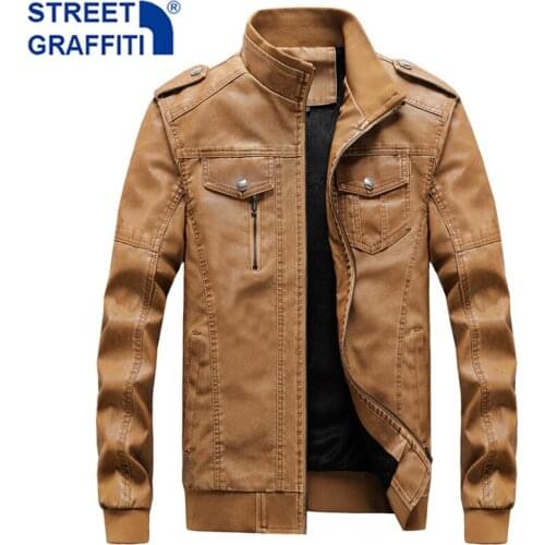 2021 Men New Embroidery Motor Leather Jacket Men Casual Winter Baseball PU Fleece Jackets Coat Fashion Slim Leather Jacket Men