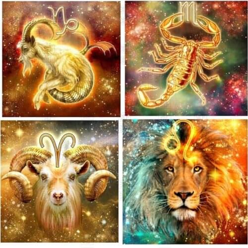 Diy 5D Diamond Painting 12 Zodiacal Constellation Cross Stitch Kit Diamond Embroidery Mosaic Art Rhinestone Home Decoration Gift