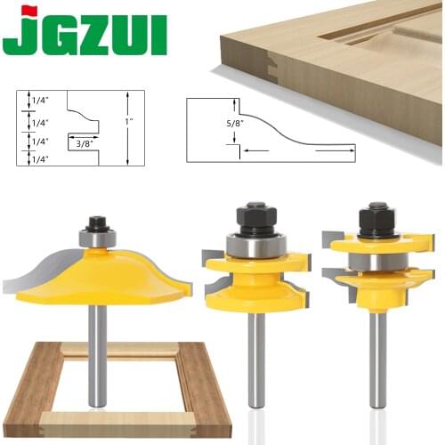 6mm 1/4inch Shank 3pcs Big Cabinet Rail & Stile Tenon Router Bit Set Door Cabinet Panel Raiser Ogee Wood Milling Cutter