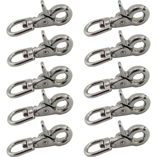 Stainless Landyard Trigger Swivel Snap Hook 1/2"*65mm Stainless Steel SS304/316 Lobster Claw Clasp Bag Snap Hooks 10pcs