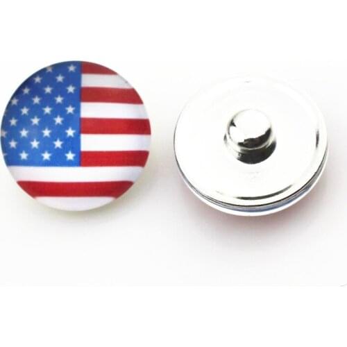 New US America flag snap button charms fit 18mm ginger snap bracelets necklace snaps jewelry 10pcs/lot