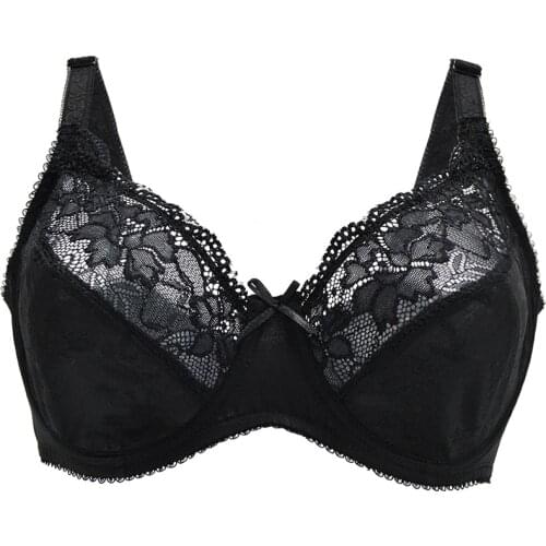 New Sexy Black Lace Mesh Bra Women Sexy Lingerie Embroidery Lace Bralette Bone Big Size A B C D E F G 75 80 85 90 95 100 105