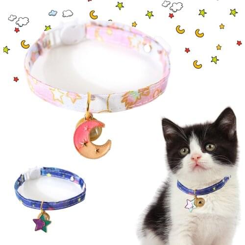 Breakaway Cat Collars with Bell Moon Star Security Collar for Cats Cute Kitten Cat Collar for Kittens Cat Gatos Accesorios Kota