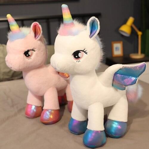 Unicorn Plush Toy 40cm 60cm 80cm Cute Colorful Rainbow Wings Unicorn Toy Pillow Kids Toys Birthday Christmas Gift for Children