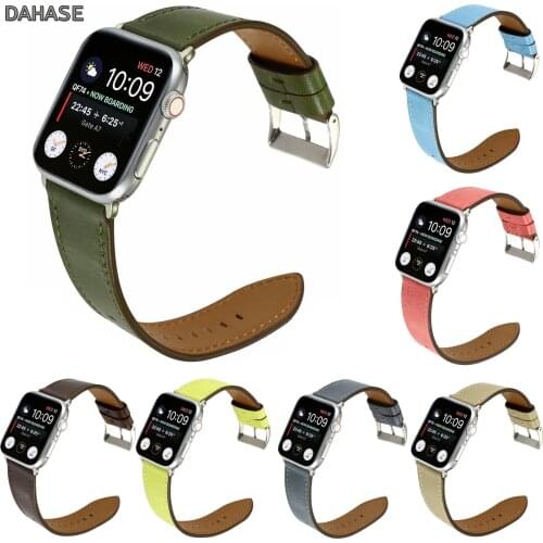 Candy Colors Genuine Leather Strap for Apple Watch Band 44mm 42mm 40mm 38mm Watchband for iWatch Series 1 2 3 4 5 Wristband Belt