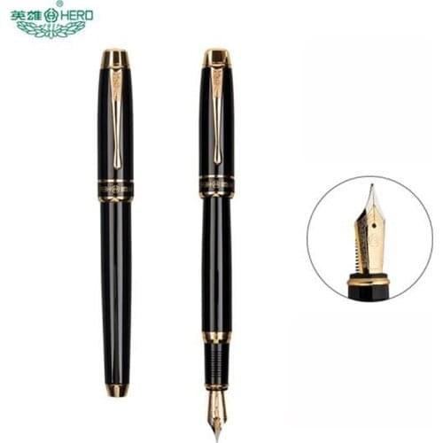 Hero Gift Popular Fountain Pen Metal Brushed Luxury Black Business Office School Writing Ink Pen Iraurita Fine 0.5mm Pen