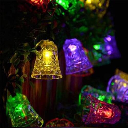 New solar LED string lights waterproof sunscreen plastic bell decoration lantern Christmas garden landscape flashing lights