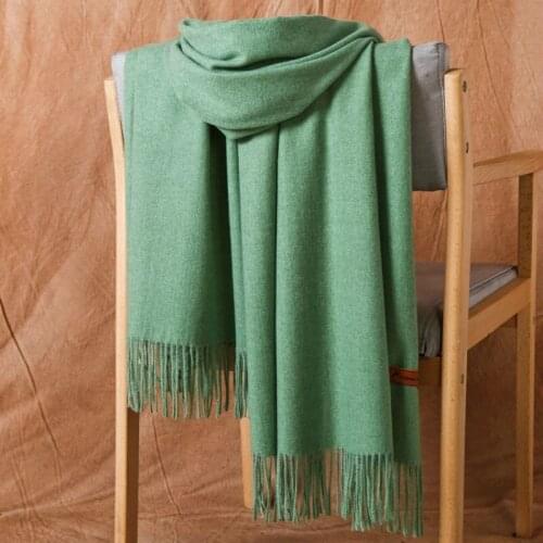 Thicker solid color imitation cashmere scarf, student 16 colorful fringed shawls, warm winter scarf female stole, шарф