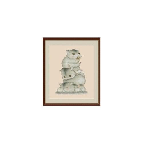 Cute hamster-stacked Arhat cross stitch 11CT 18ct 14ct cotton thread embroidery DIY handmade needlework