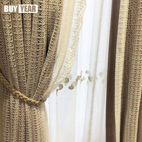 High-end Butterfly Embroidered Window Screening Curtains for Living Room Bedroom Beaded Window Screening Lace Window Screening