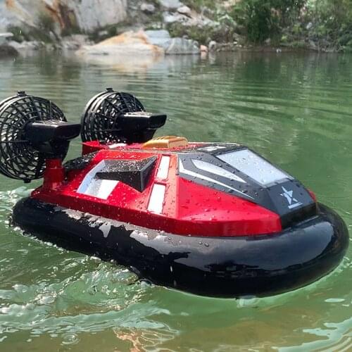 Electic Toys High Speed Boat 2.4G RC Amphibious Hovercraft Waterproof Red Drift Reverse Navigation Anti-Collision Fuselage Ship