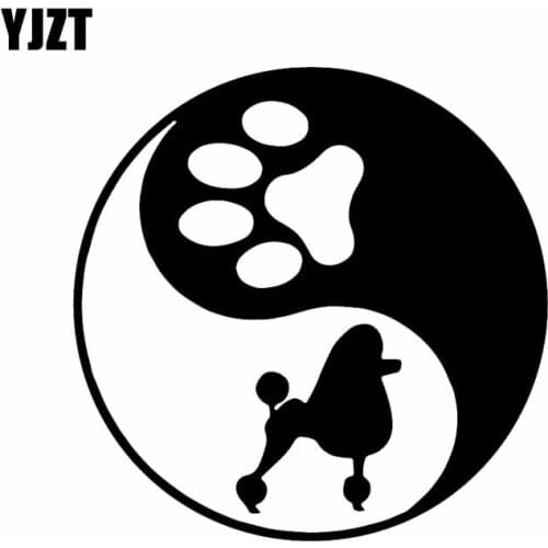 YJZT 14.7X14.7CM Yin Yang Poodle Art Car Sticker Vinyl Decal Decor Intereting Dog Black/Silver C24-1283