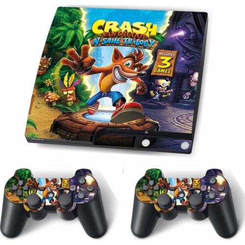 Crash Bandicoot N Sane Trilogy Skin Sticker Decal for PS3 Slim PlayStation 3 Console and Controllers For PS3 Slim Skins