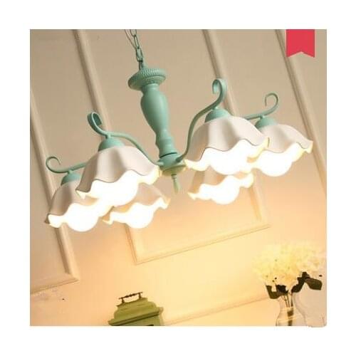 Iron art ceramic pendant lamp garden children Nordic modern minimalist living room bedroom restaurant Mediterranean lights.E27*6
