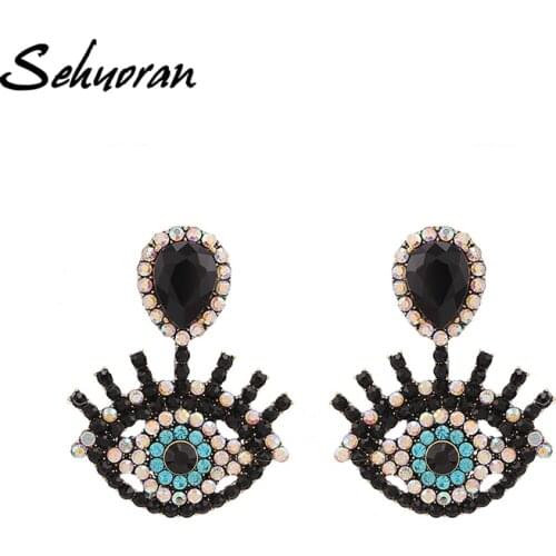 Sehuoran Crystal Style Oorbellen Stud Earrings For Women EYE Colorful Gift Statement Earrings Vintage Wholesale Top Quality EAR