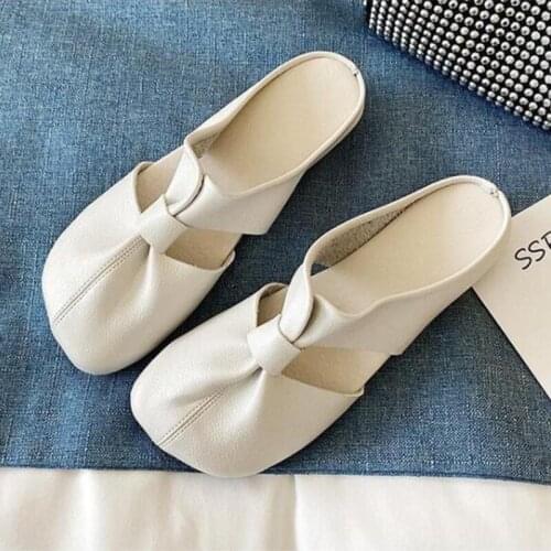 Women Slippers Closed Toe Slip On Black Mullers Shoes Soft Bottom Wear-resistant Low Heels Casual Flats Ladies Designer Shoes