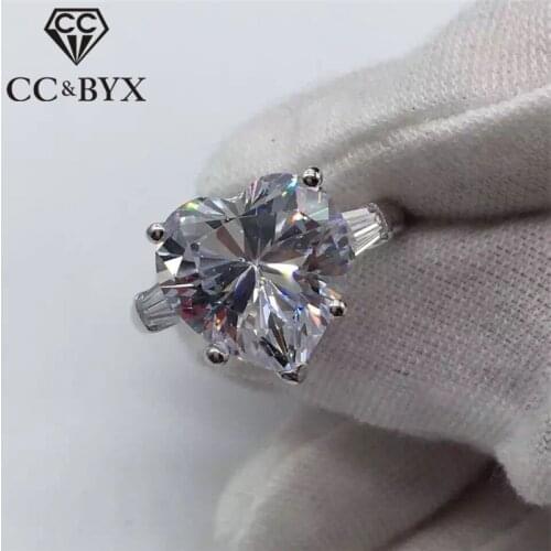 CC Anelli Sterling Silver Vintage Rings For Women Unique Heart Bridal Wedding Jewelry Engagement Bijoux Femme Mariage CC744