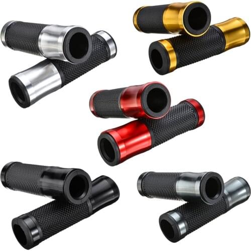 1Pair High Quality Motorcycle Hand Grips CNC Aluminum Rubber Gel Fit For 7/8" Handlebar Black/Silver/Red/Gold/Blue/Gray