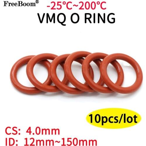 10pcs Red VMQ Silicone Ring Gasket CS 4mm OD 15 ~ 80mm Silicon O Ring Gasket Food Grade Rubber o-ring vmq assortment hvac tools