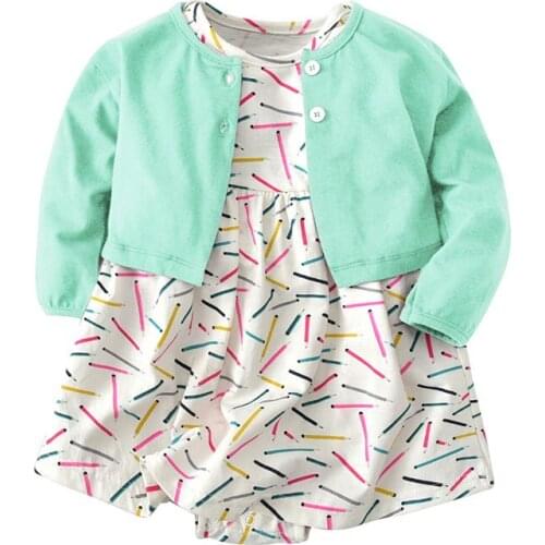22 Colors 2pcs baby children kids Traveler Babysoft Bodysuit Dress&Cardigan Soft Cotton Baby girl Dresses Bodysuits