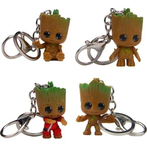 4 Types Creative Groot Chain Key Baby Groot Keychains Bag Pendant Action Figure Tree Man Model Toy For Men Women Kids Girls