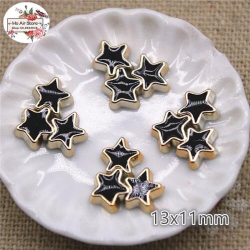 50pcs 11x13mm black flat back star Home Garden Crafts Cabochon Scrapbooking Clothing accessories