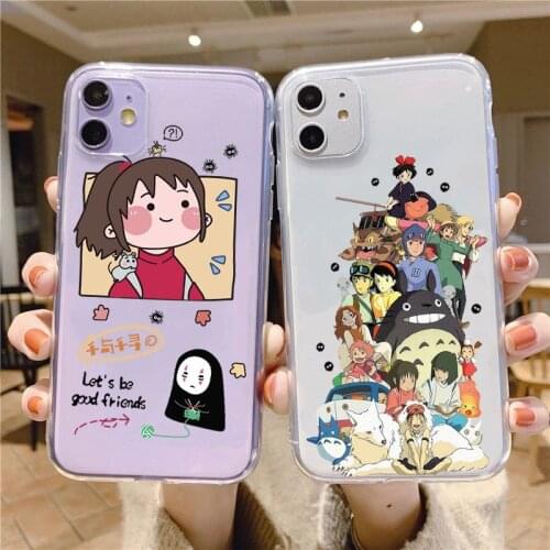 Anime Spirited Away Totoro Phone Case for iPhone 12 11 Pro XS MAX Mini 8 7 6 6S Plus X XR XS SE 2020 Cover Shell Soft Fund Cover