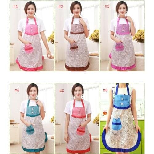 Floral Cooking Apron Restaurant Bib Apron With Pocket Cute Hanging Neck Strap Aprons 6 Colors SN2354
