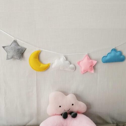 Handmade Room Decoration Scandinavian Nordic Children Kids Room Home Wall Hanging Decor Clouds Moon Baby Nursery Accessories